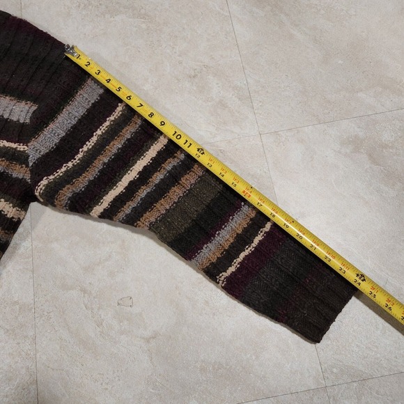 VTG Banana Republic Mens XL Ribbed Striped Lambs Wool Blend Crewneck Sweater - Picture 7 of 8